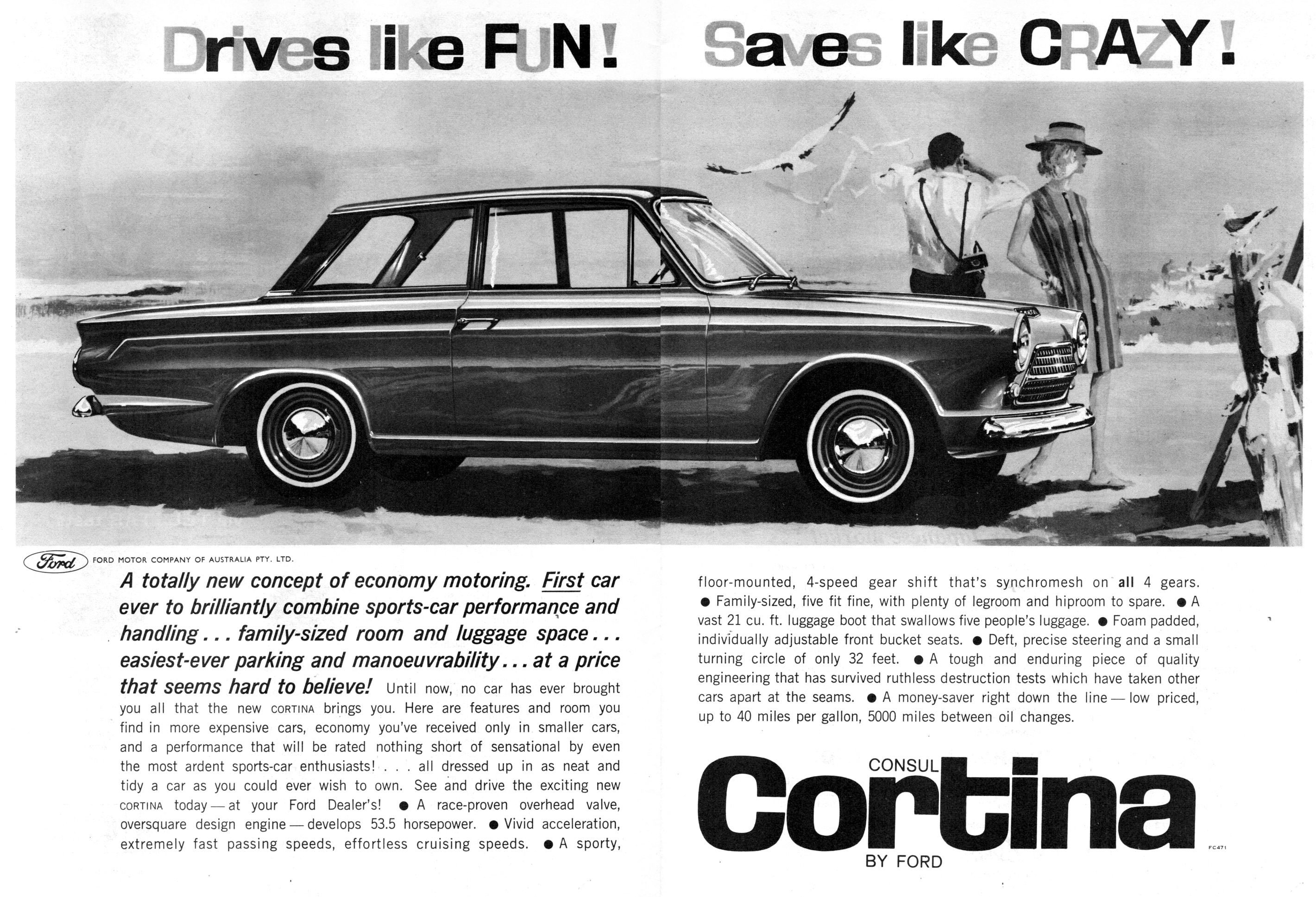 1963 Ford Consul Cortina 2 Door Sedan